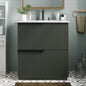 Green Fluted Bathroom Vanity with Ceramic Sink, 30' Full-Extension Drawers, S...