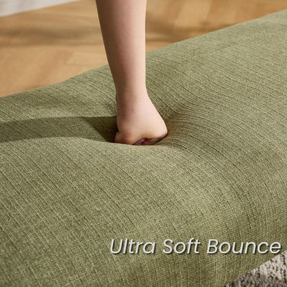 51 Inches Wide Linen Textured Emerald Ottoman Bench