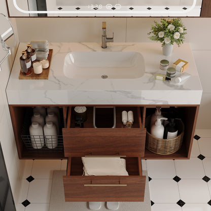 39.4 '' Floating Bathroom Vanity with Ceramic sink,Wall Mounted Vanity 2 Soft...