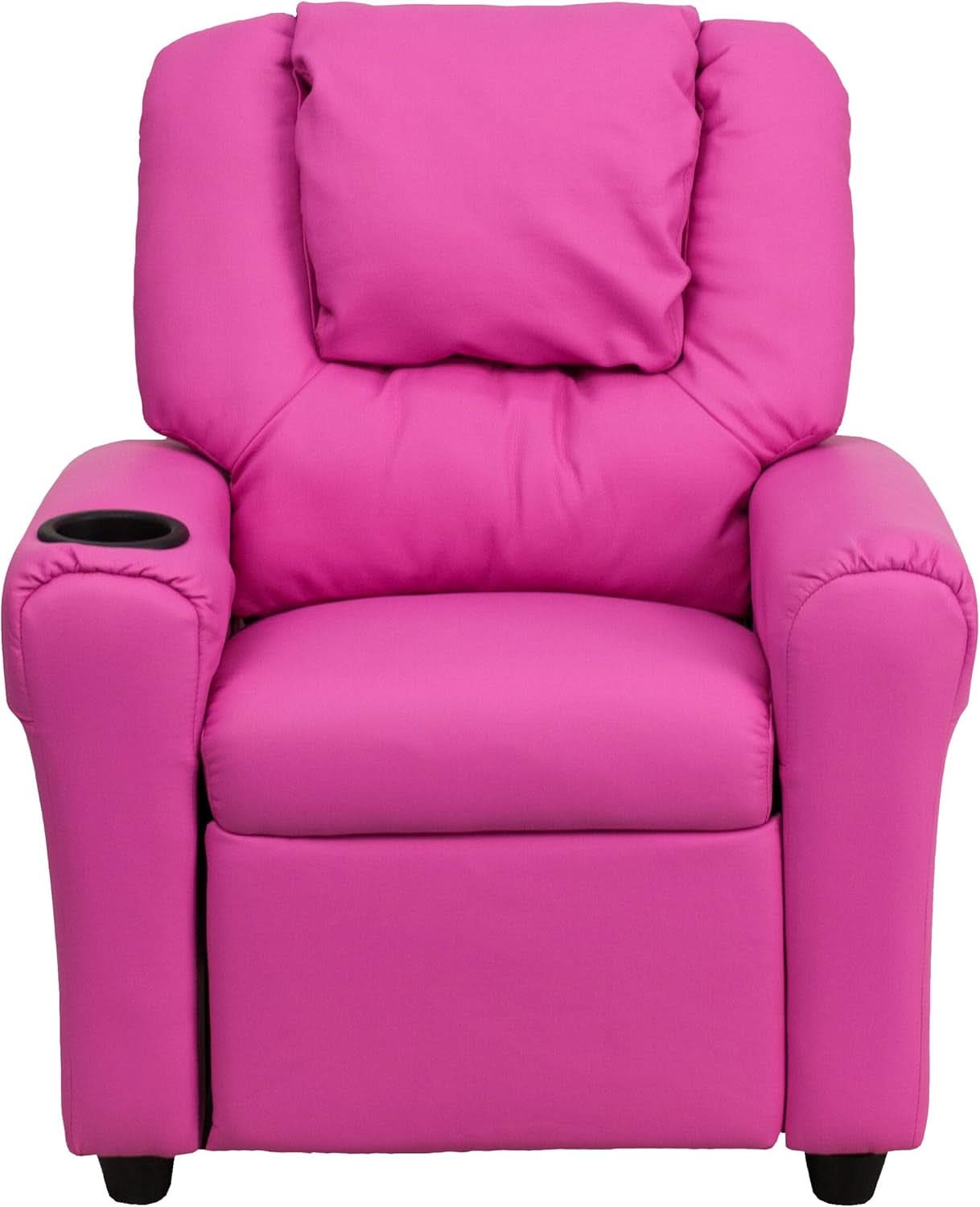 Hot Pink Kids Recliner With Cup Holder Compact Design