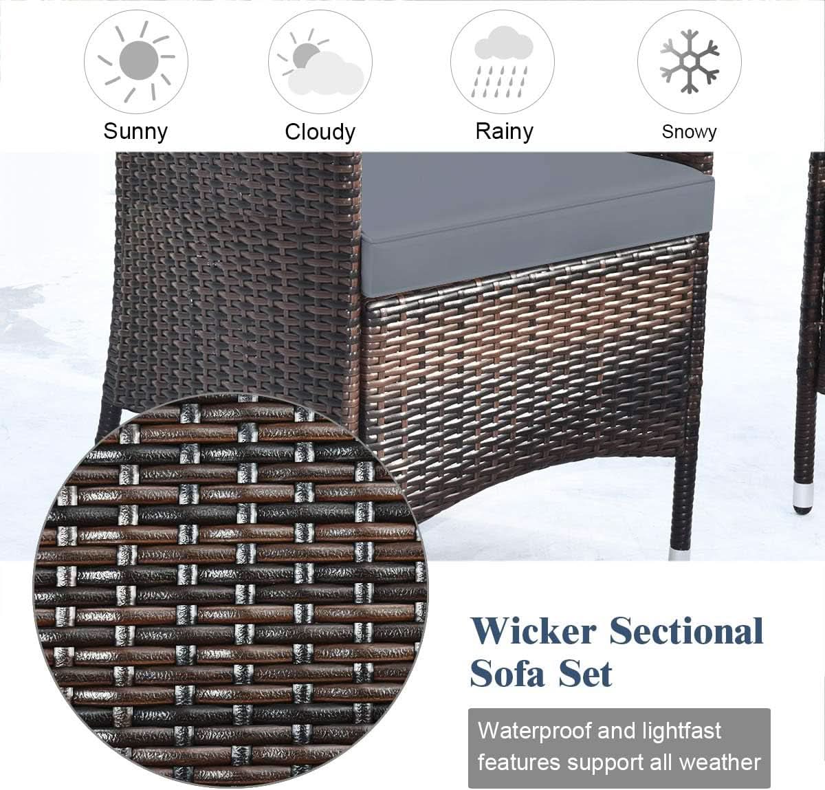 Elegant Four-Piece Rattan Patio Set with Soft Cushions