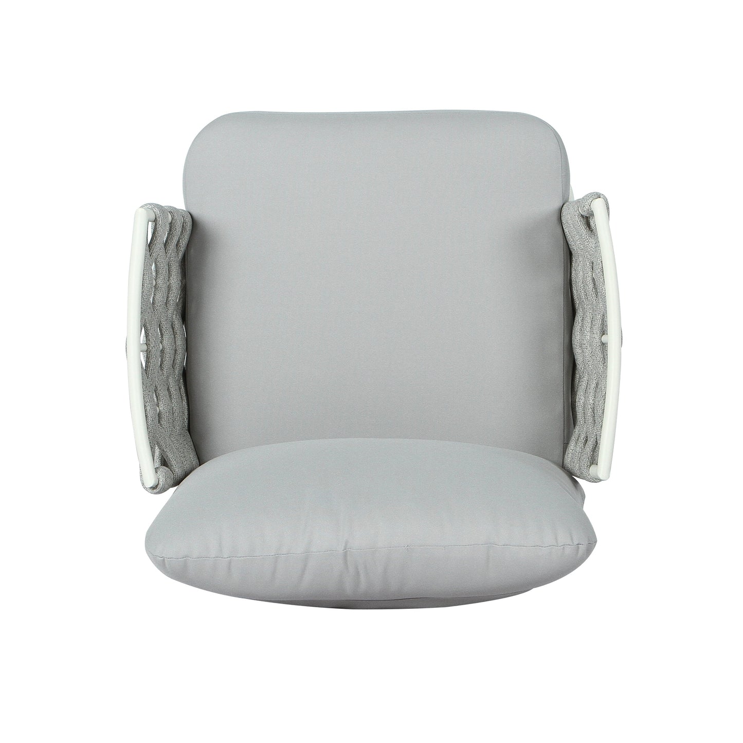 Outdoor Sofa Set Steel Rope Off White Gray Cushion 4 Piece Seats 4
