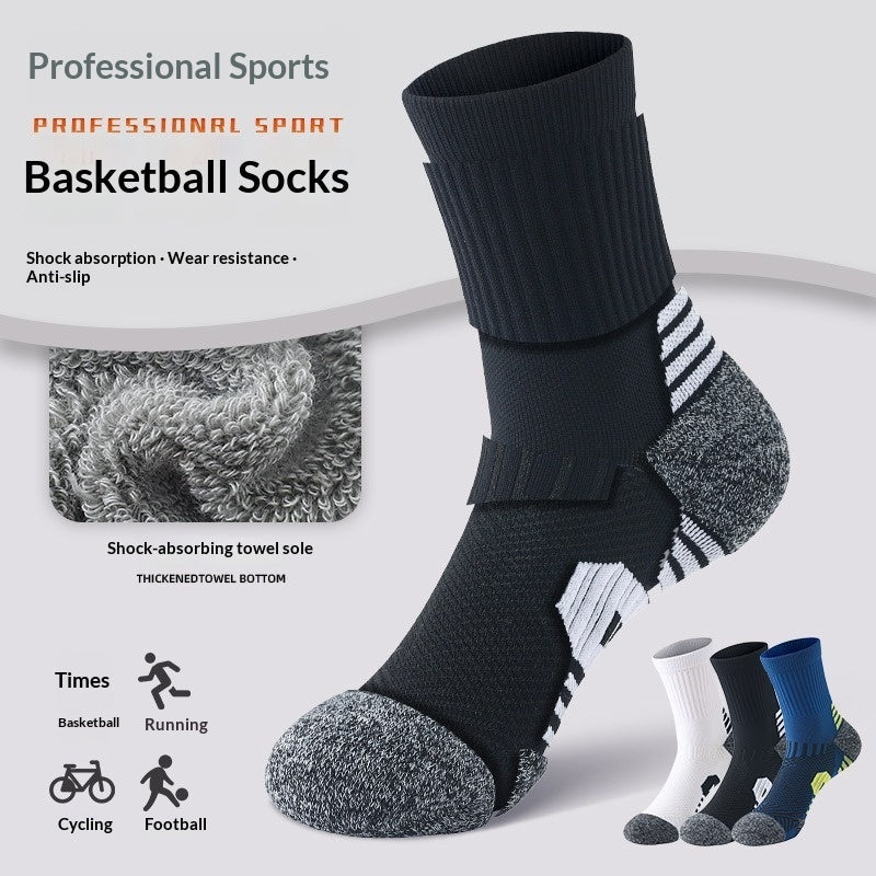 Men's Basketball Socks Mid-calf Length With A Terry-cloth Sole