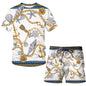 Men's Summer Chain 3D Print T-Shirt Shorts Set