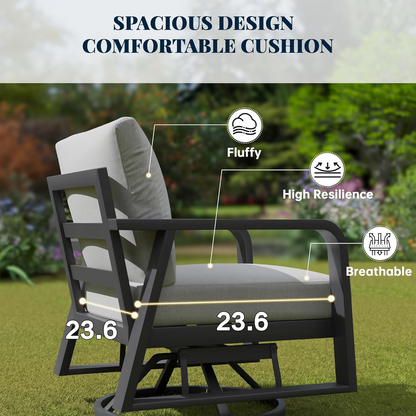8 Piece Aluminum Patio Set Dark Gray Sofa Swivel