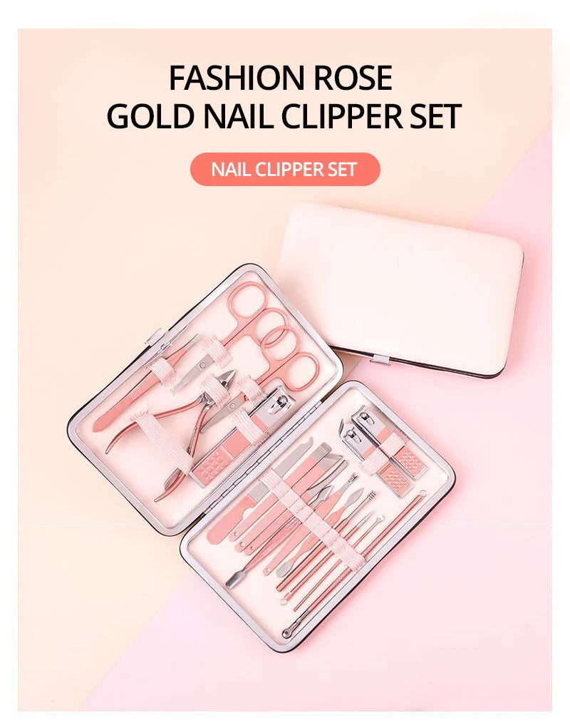 Stainless Steel Manicure & Pedicure Tool Set with Storage Case
