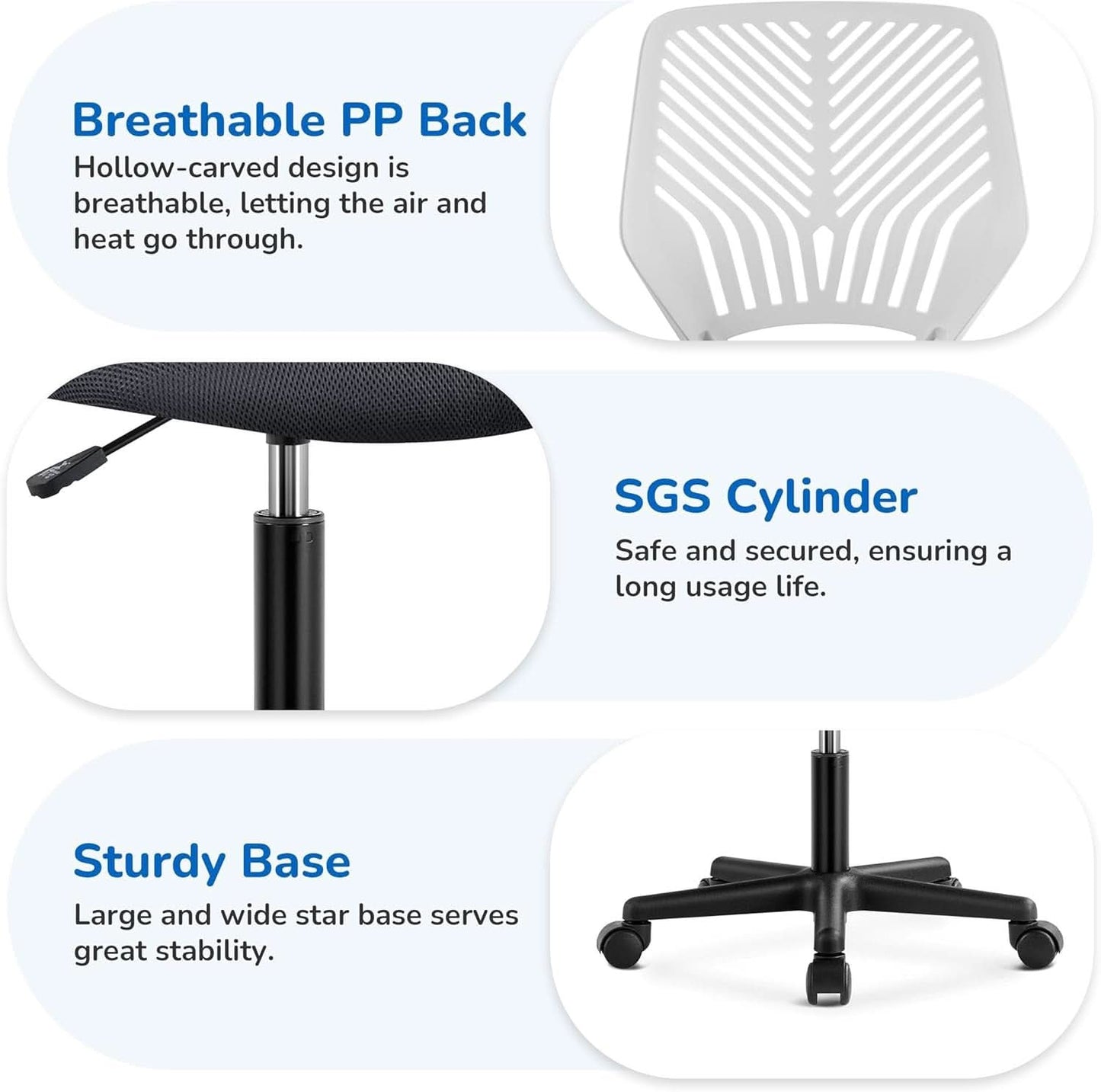 Dark Gray Ergonomic Adjustable Desk Chair Lumbar Support