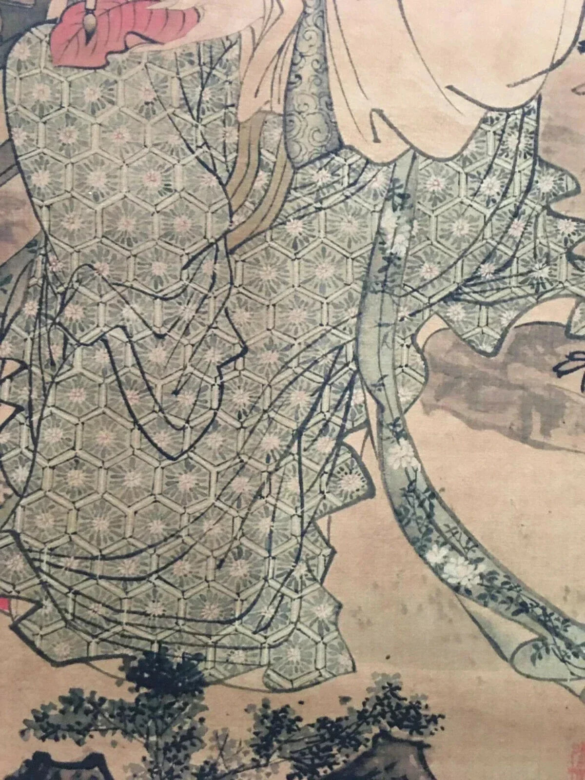 Tang Yin–Style “Poems on Red Leaves” Chinese Scroll – Ink & Color on Rice Paper
