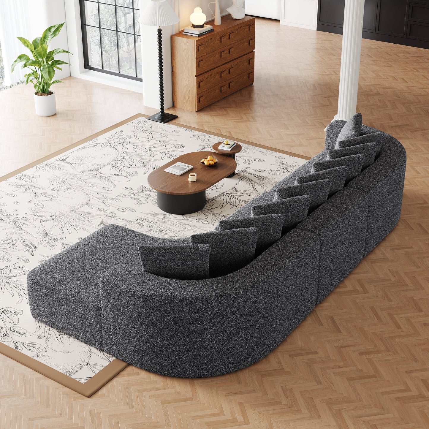 Cloud Sectional Sofa 131" Gray Chenille 3-Seat Right Chaise
