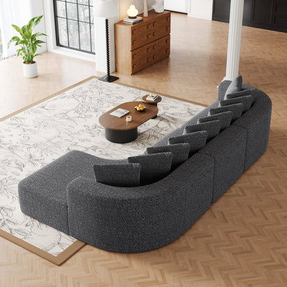 Cloud Sectional Sofa 131" Gray Chenille 3-Seat Right Chaise