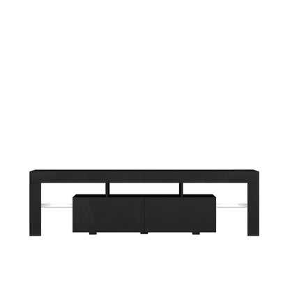 TV Stand LED High Gloss Black Storage Cabinet Fits 65