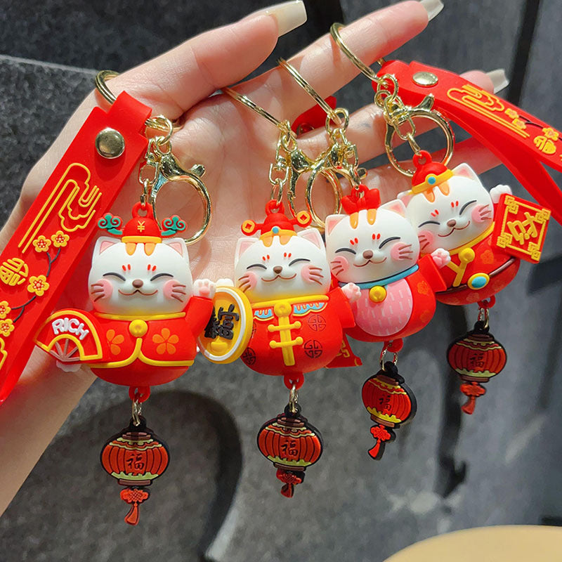 Maneki-neko Cartoon Keychain Soft Silicone Doll Pendant