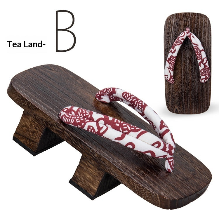 5.5cm-heeled Solid-wood Mens Flip-flops