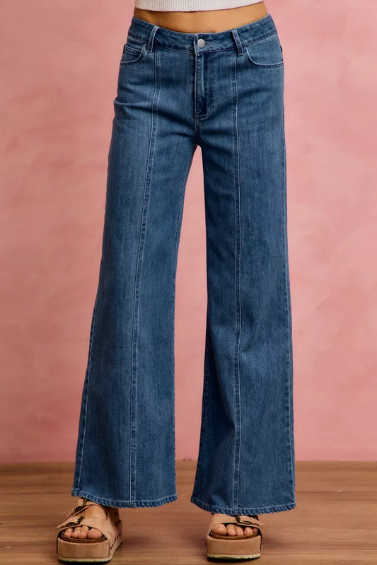 SO ME Seam Detail Mid Rise Stretch Denim Jeans