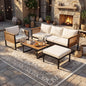 Outdoor Sofa Set 4 Piece Acacia Wood Steel Modern