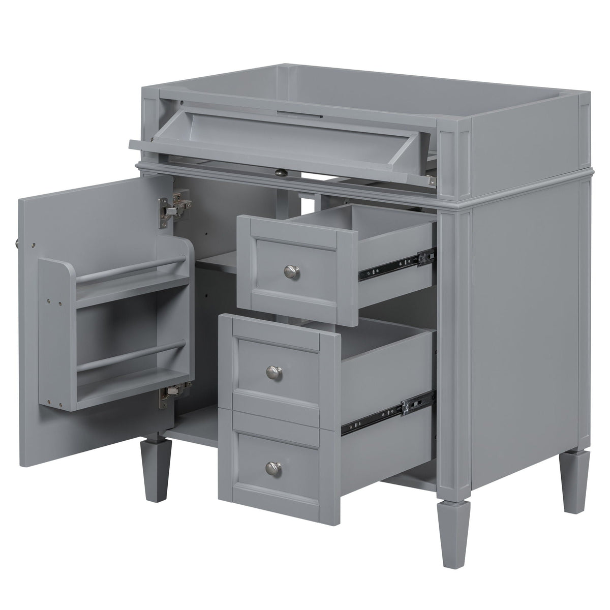 Bathroom Vanity With 2 Drawers And Tip-Out Drawer, Storage Cabinet