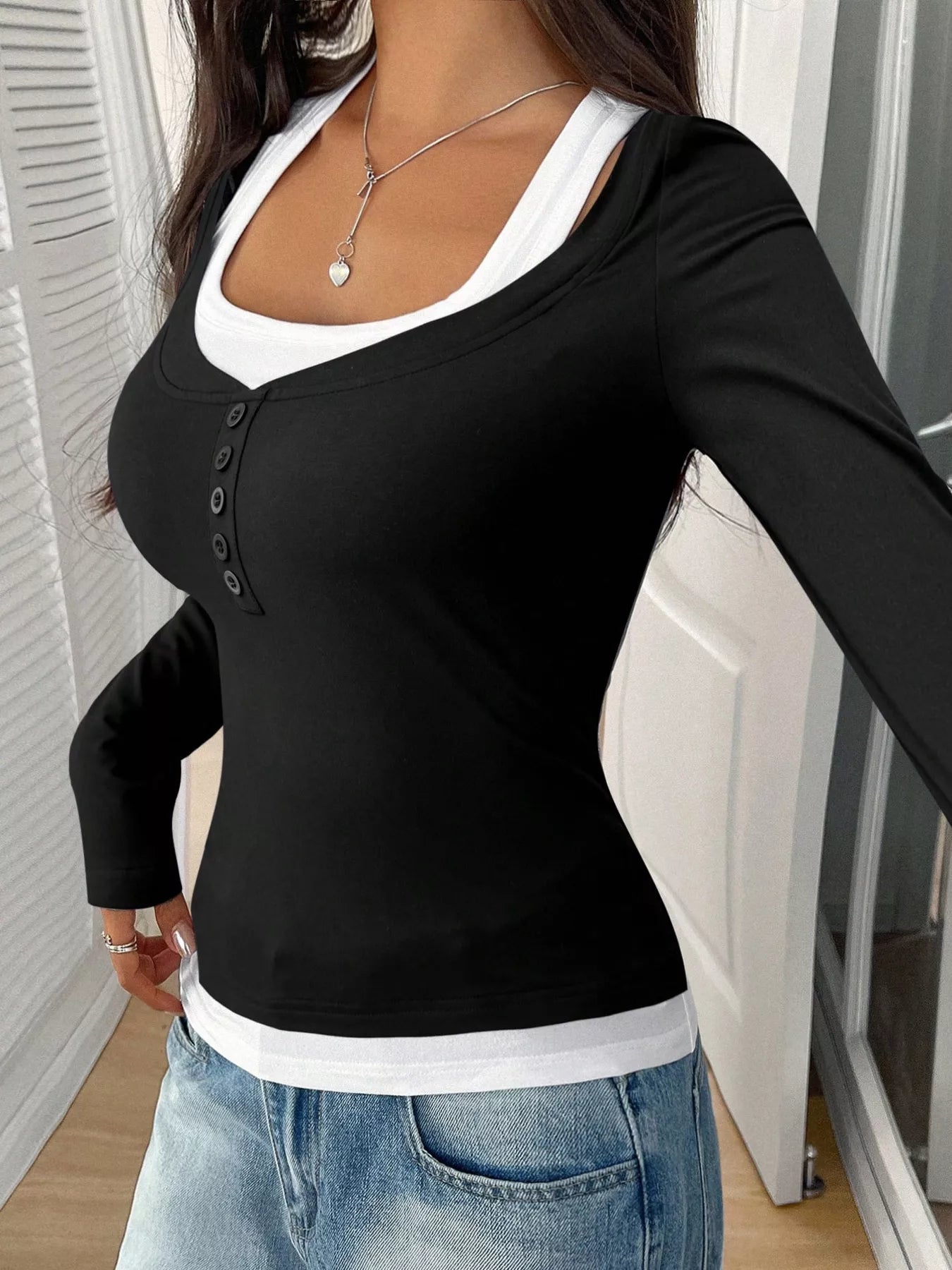 Scoop Neck Long Sleeve T-Shirt