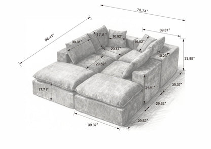 Sectional Sofa Cloud Modular Chenille Dark Gray 6 Seat