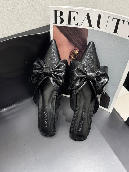 Women's Pointed-Toe PU Flat Mules