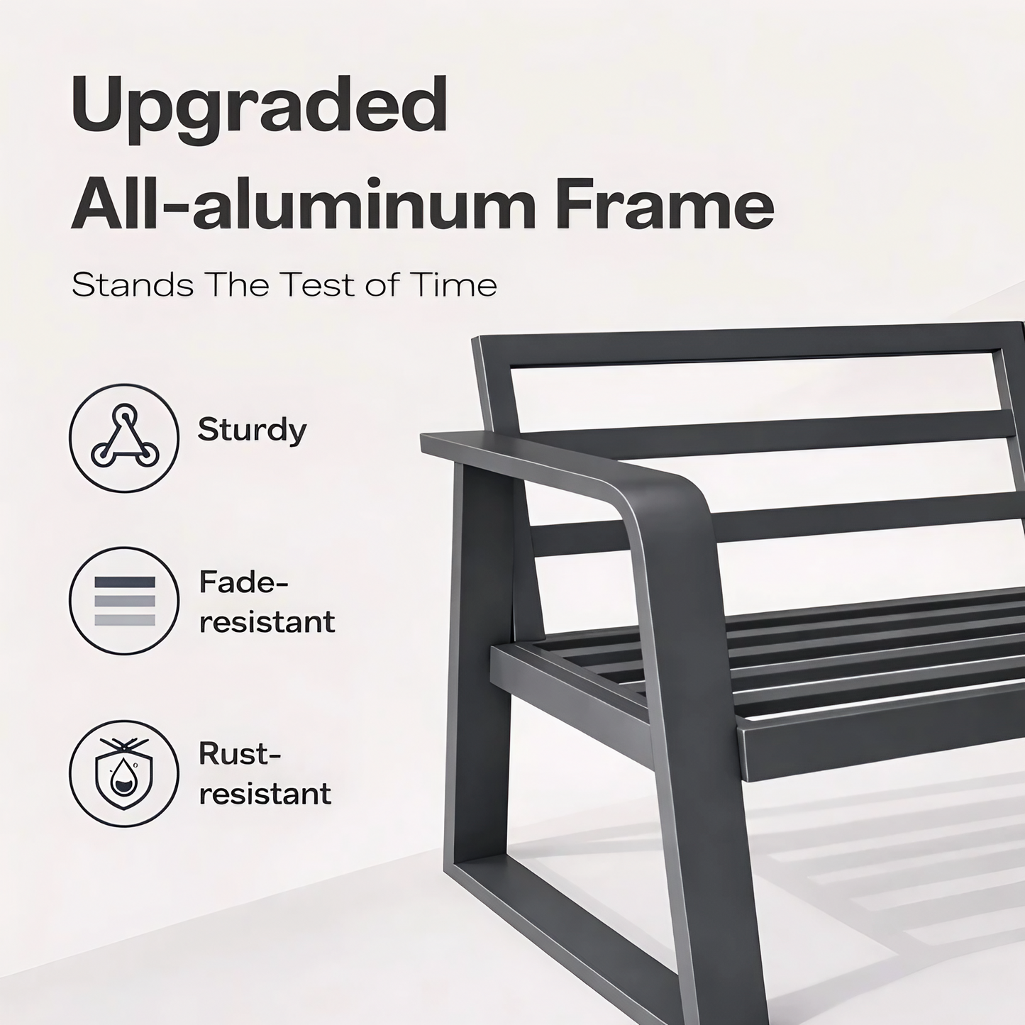 4 Piece Aluminum Patio Sofa Set Dark Gray Swivel Rocker
