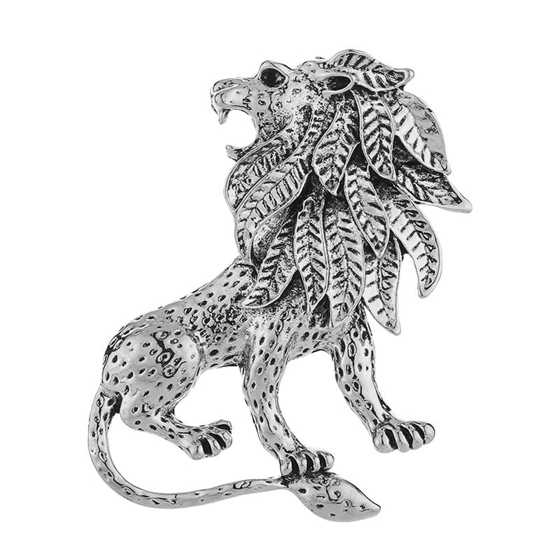 Fierce Lion Head And Tiger Personalized Vintage Brooch