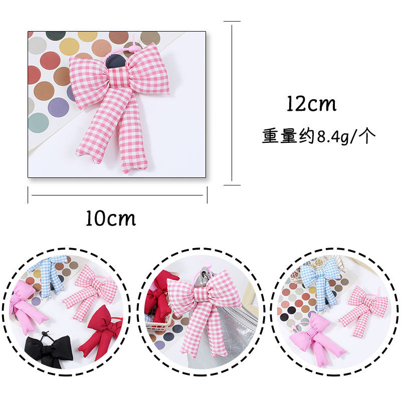 Fabric Plaid Bowknot Bag Pendant Accessory