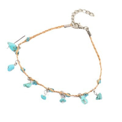 Raffia Pebble Bracelet, Hand-woven Bracelet, Raffia Anklet