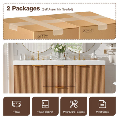 Modern 47.24 Inch Double Sink Bathroom Vanity with SMC Top, MDF Cabinet