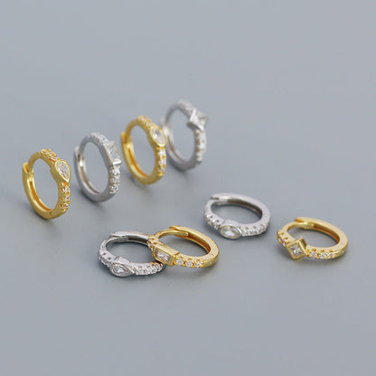 925 Sterling Silver Instagram-style High-end Diamond-studded Hoop Earrings