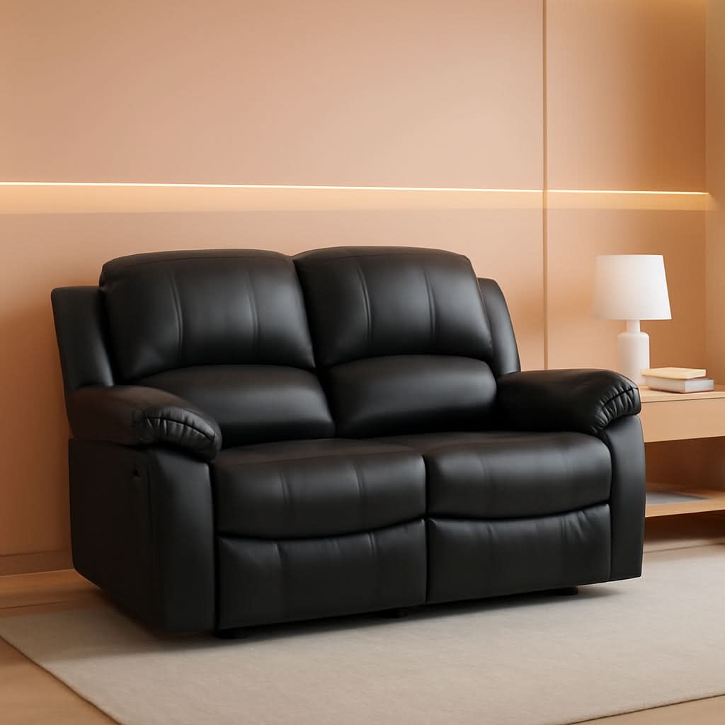 62.5 Inch Black Wall Hugger Recliner Loveseat Modern