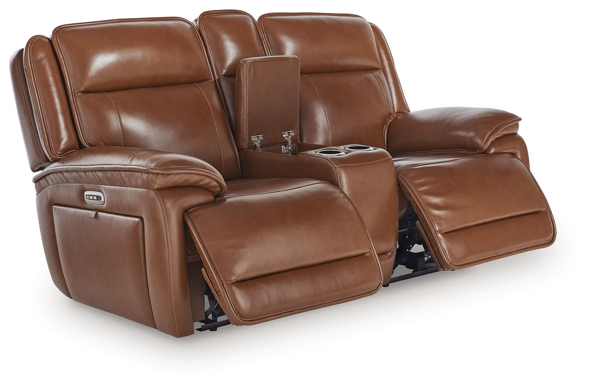 Healy Pier - Power Reclining Loveseat With Console / Adj Headrest - Chocolate