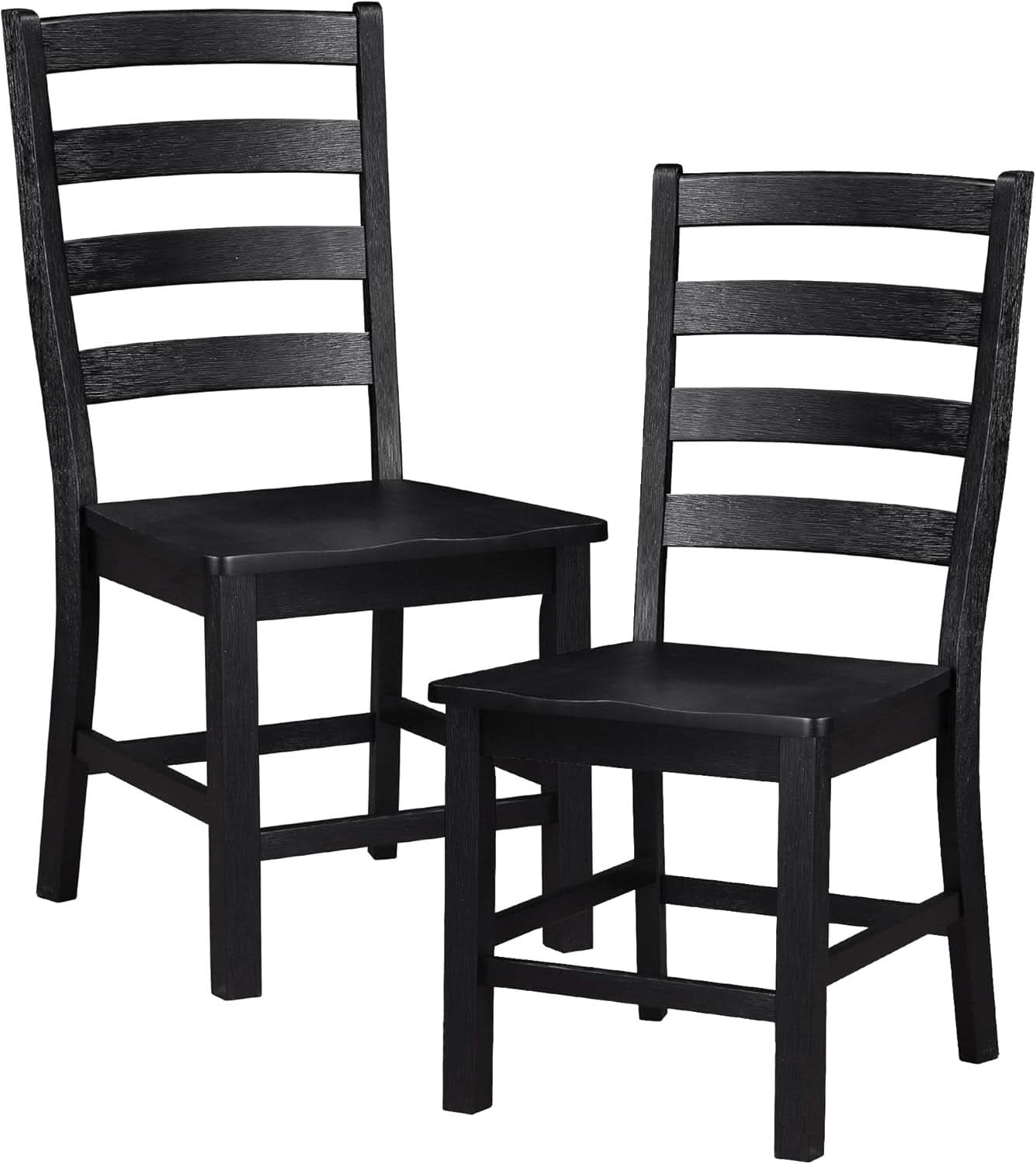 Black Dining Chairs Set Of 2 With Solid Wood Legs And Footrest