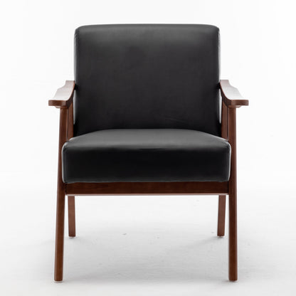 Mid-Century Wingback Accent Chair Black PU Leather 26x31x32