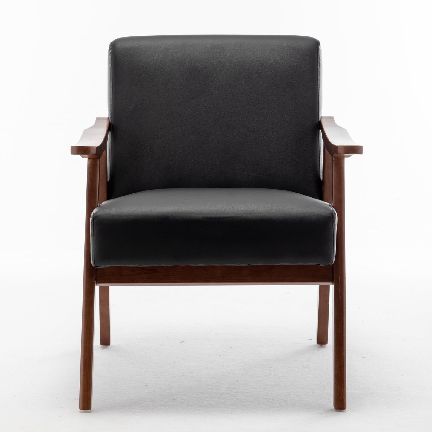 Mid-Century Wingback Accent Chair Black PU Leather 26x31x32