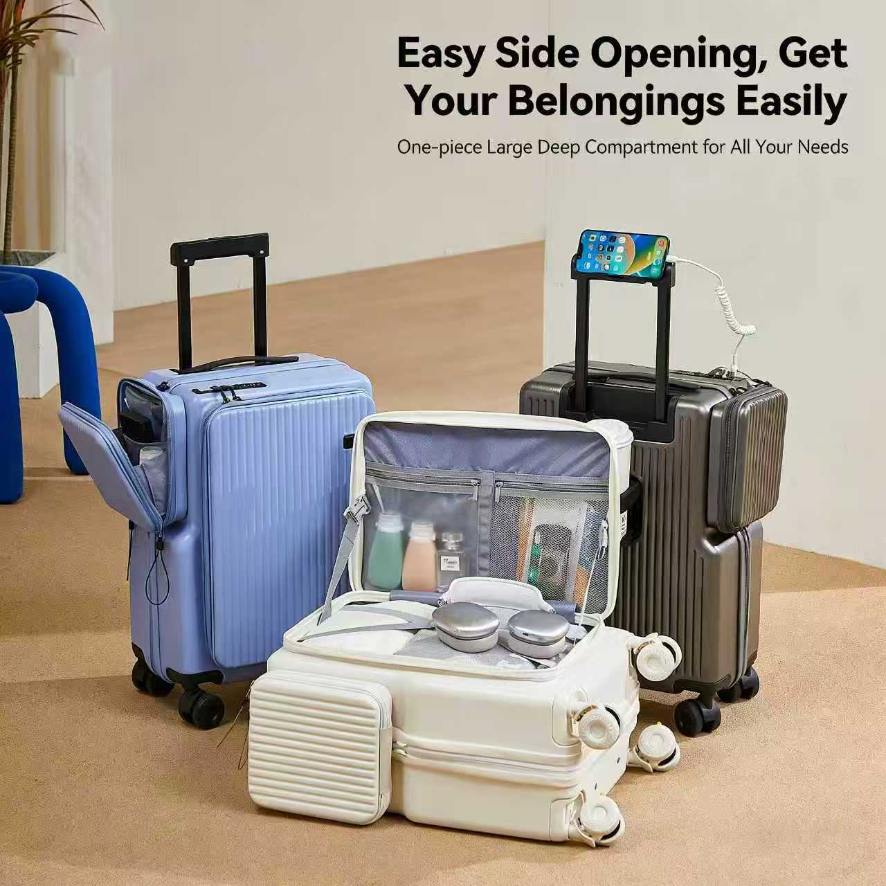 New 20 Inch,24 Inch Luggage Compartment, Large Deep Cabin Luggage Compartment, Side Opening Luggage Compartment, Luggage Rack With Pull Rod, Universal Silent Wheels, Password Box Travel Luggage