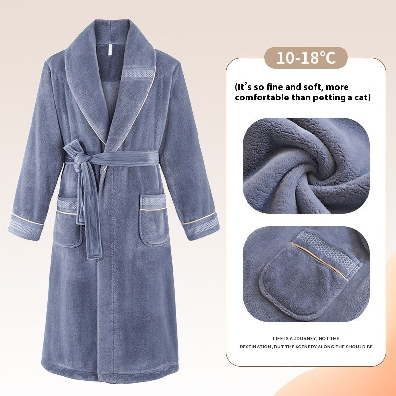 Winter Fleece Lining Plus Size Milk Fiber Homewear Mid-length Men's Pajamas