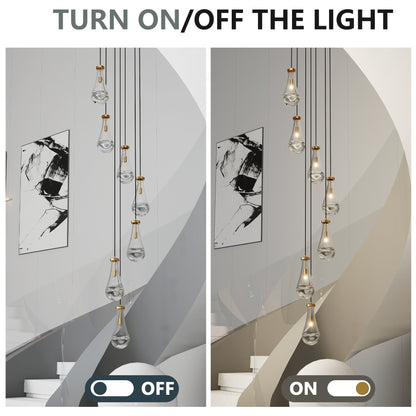 Chandelier 7-Light Pendant Adjustable Black Living Room Foyer Stairwell