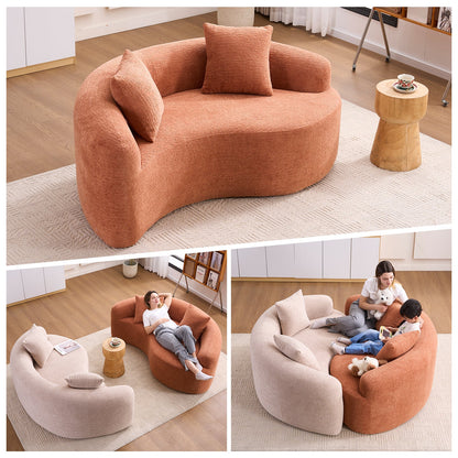 Loveseat S-Curve Chenille Coral 2 Seat Compact 66 In