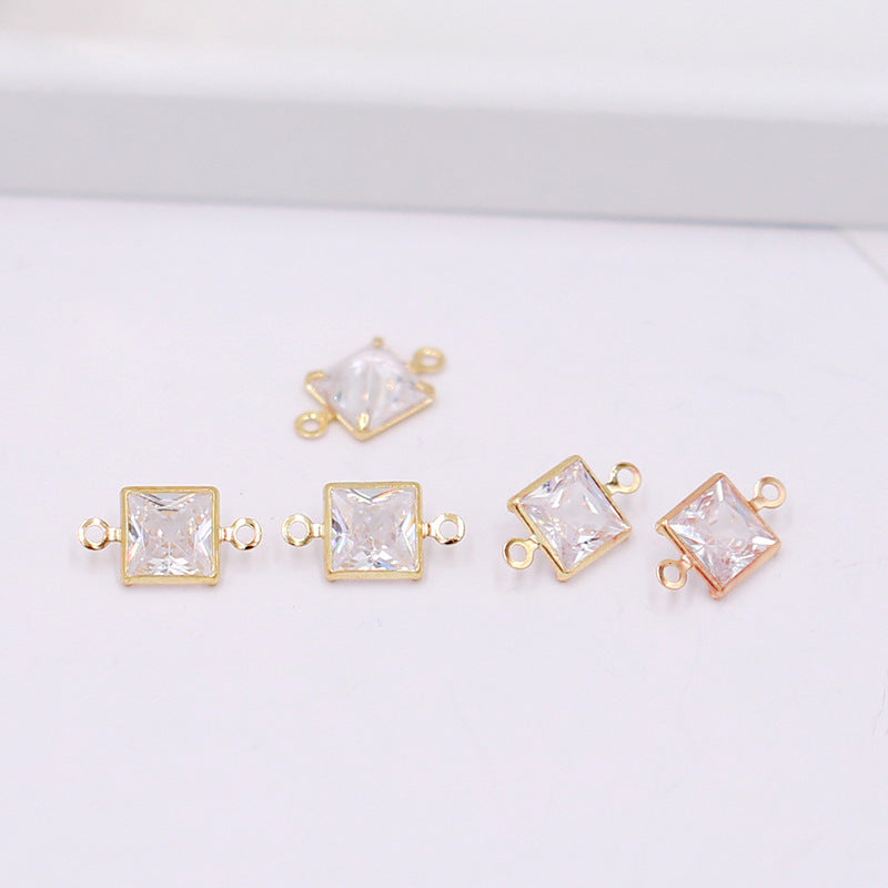 Geometric Zircon Bezel Set Pendant - Gold Plated Color Retention Charm for DIY Earring Jewelry Making Accessories