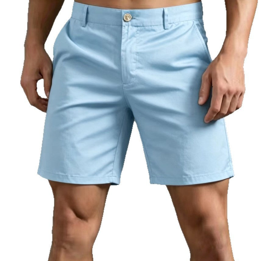 Straight-leg Slim-fit Ice-silk Capri Pants Plus-size Solid-color Mens Wear