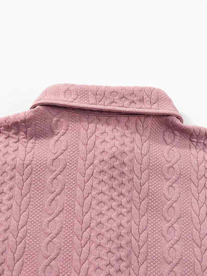 Cable Texture Puff Sleeve Loose Shacket