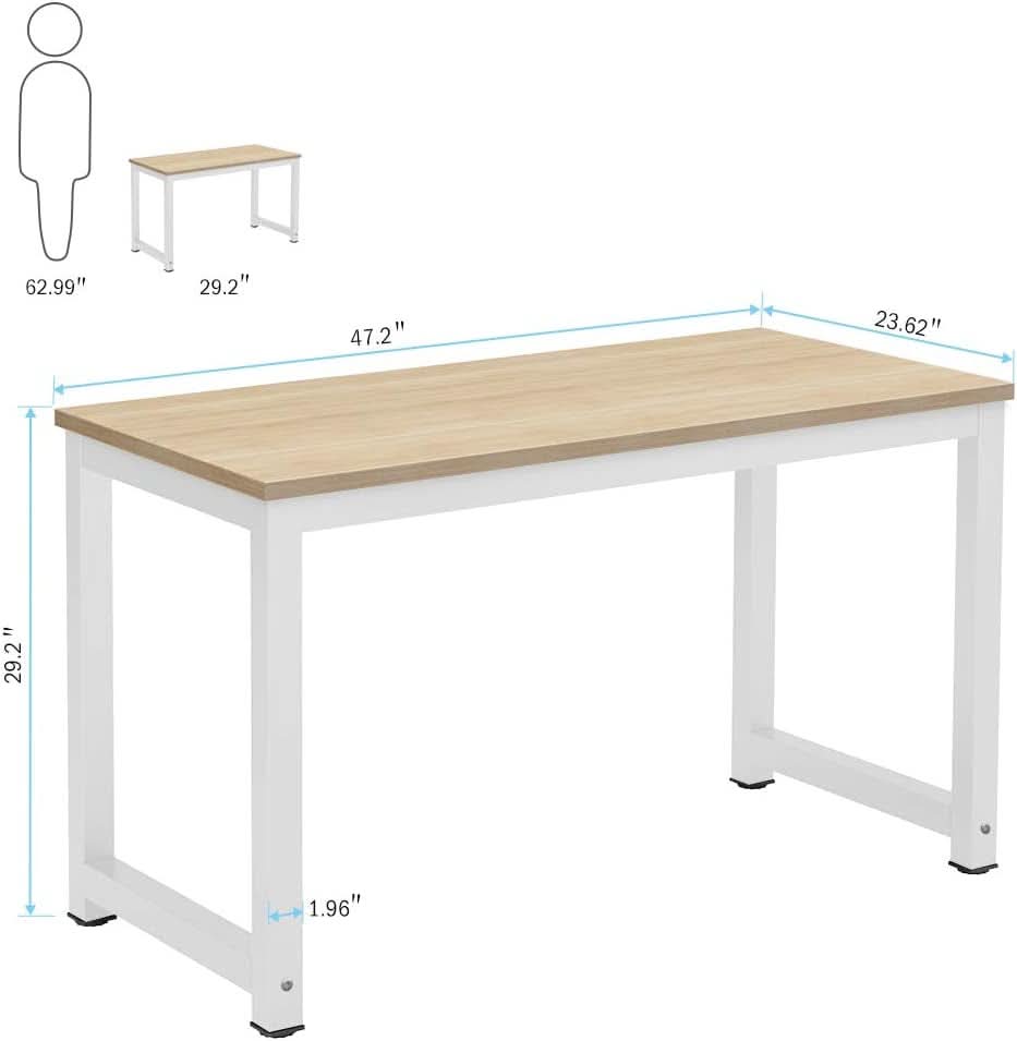 47 Inch Modern Computer Desk Light Walnut For Home Office