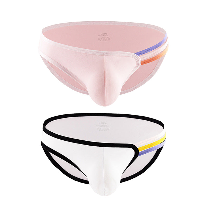 Men's T-shape Rainbow Cotton Breathable Sexy High Elastic Briefs U Bag