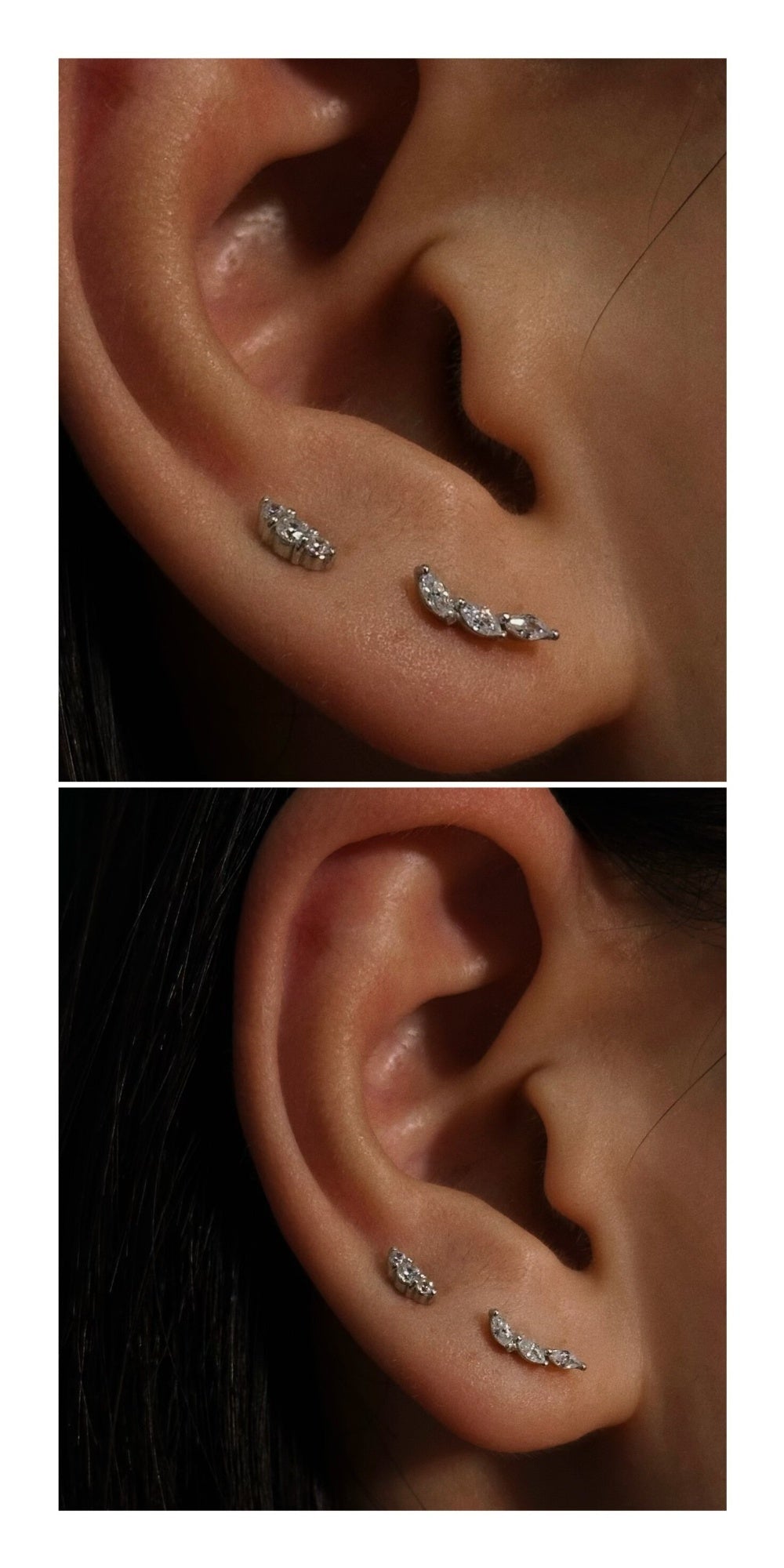 925 Sterling Silver 14K Gold-Plated Clover-Shaped Flat-Back Stud Earrings