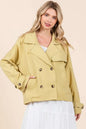 Mittoshop Double Breasted Long Sleeve Trench Coat Jacket