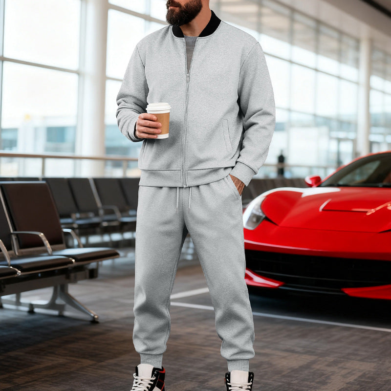 Mens Yolk-zip Baseball Jacket And Sportswear Set