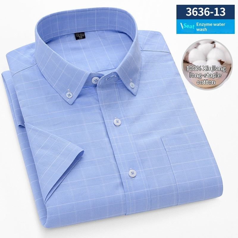 Mens Short-Sleeve Pure Cotton Oxford Shirt