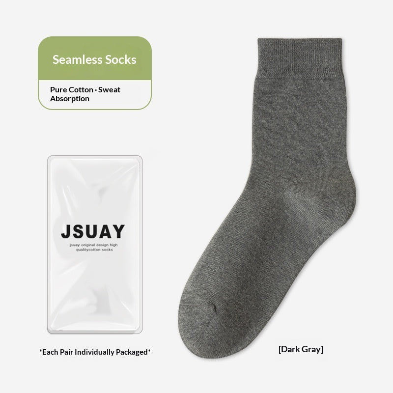 Men's Cotton Sweat-Absorbent Deodorizing And Antibacterial Mid-Calf Socks