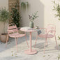Outdoor Bistro Set 3 Piece Iron Matte Pink Slat Chairs