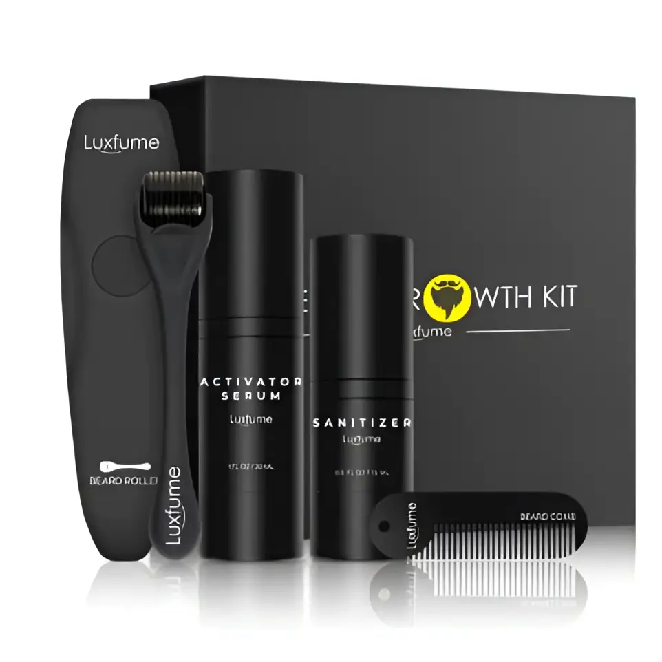 Beard Growth Kit with Serum and Dermaroller